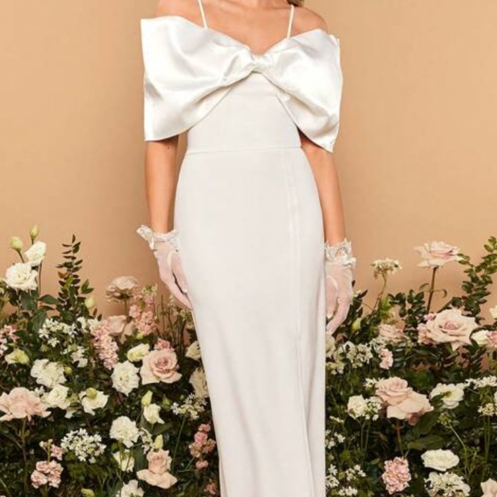 SHEIN Belle 1pc Cold Shoulder Ruched Bust Split Thigh Wedding Dress
